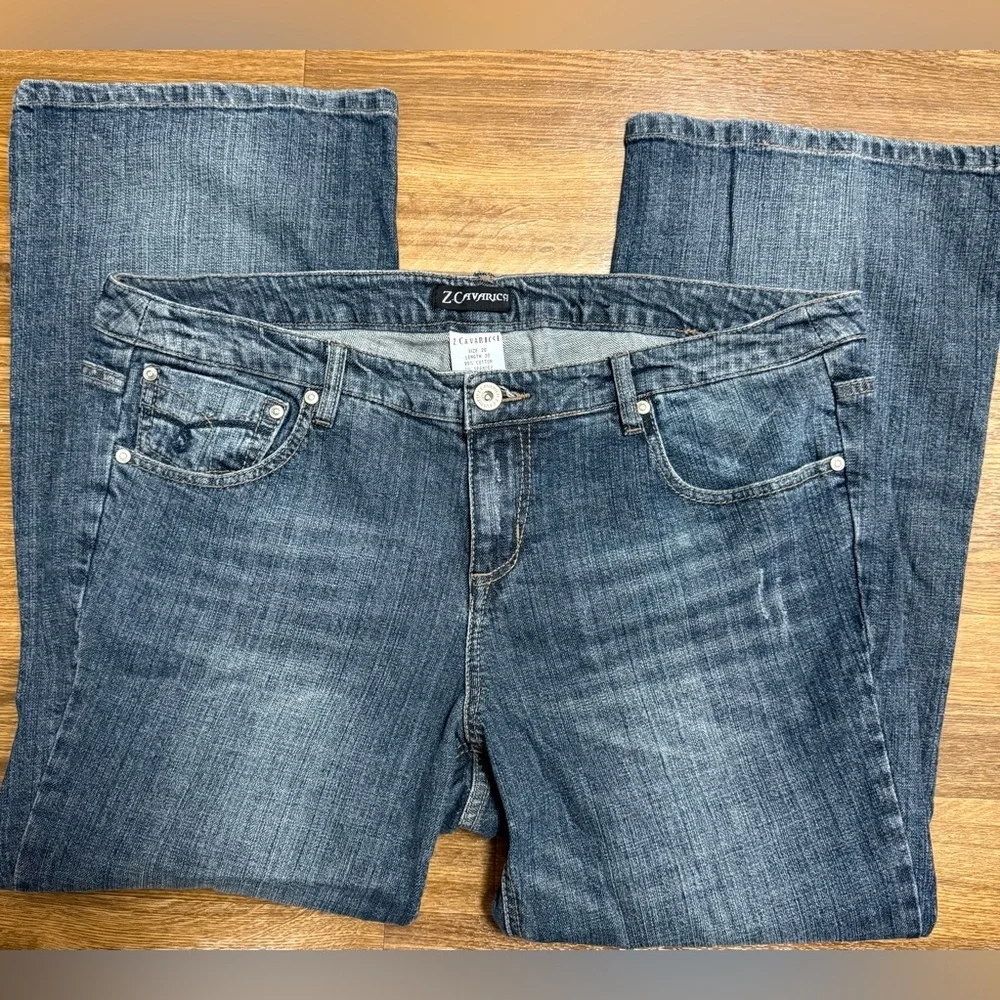 Vintage 90's Z.Cavaricci Women's Plus Low Rise Flare Med Wash Blue Jeans 20